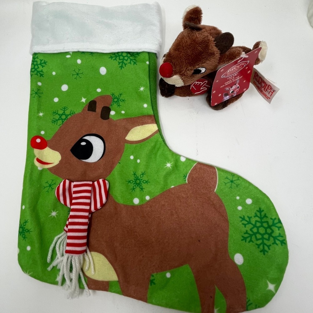 Rudolph The Red-Nosed Reindeer Plush Singing Toy and Christmas Stocking DanDee